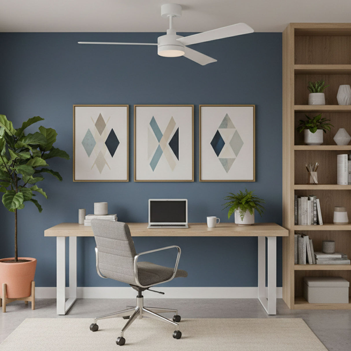 52in Biscayne Indoor ceiling fans with light, Remote DC Motor Fan and LED