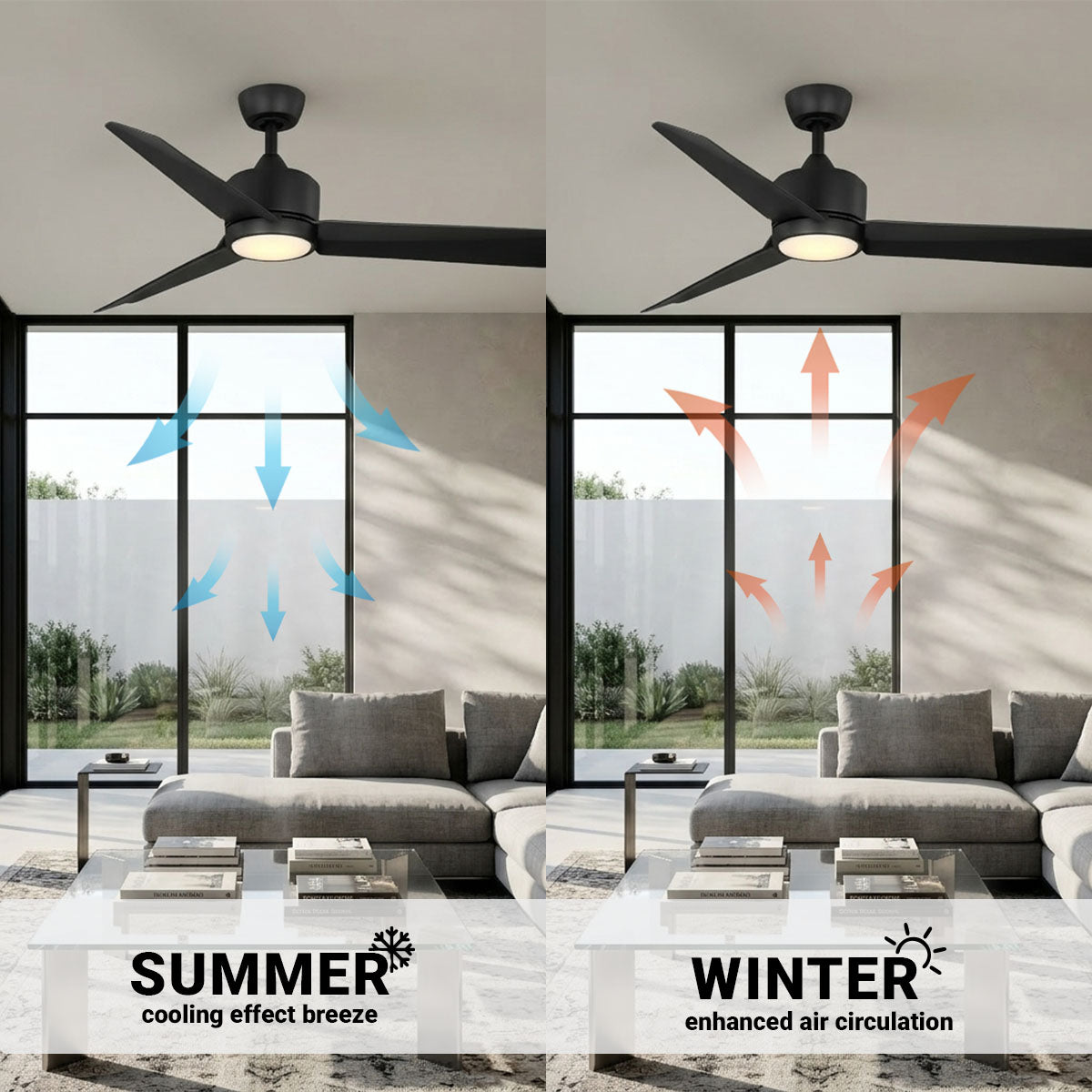 52in CAPTIVA LED 3 Blade Ceiling Fan - Matte Black