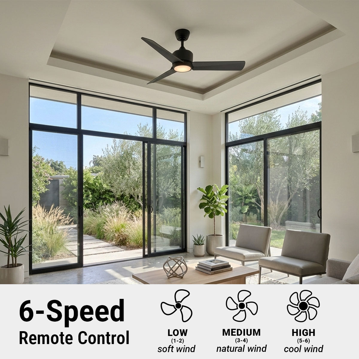 52in CAPTIVA LED 3 Blade Ceiling Fan - Matte Black