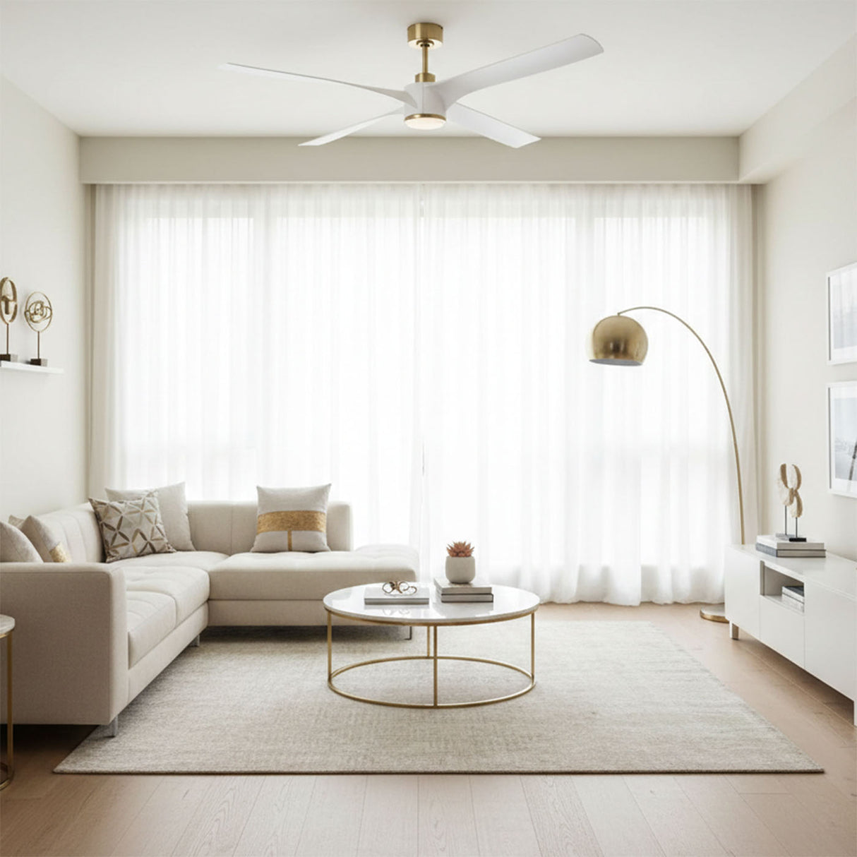 60in Edgewater Ceiling Fan with Light, DC Motor, Remote and LED