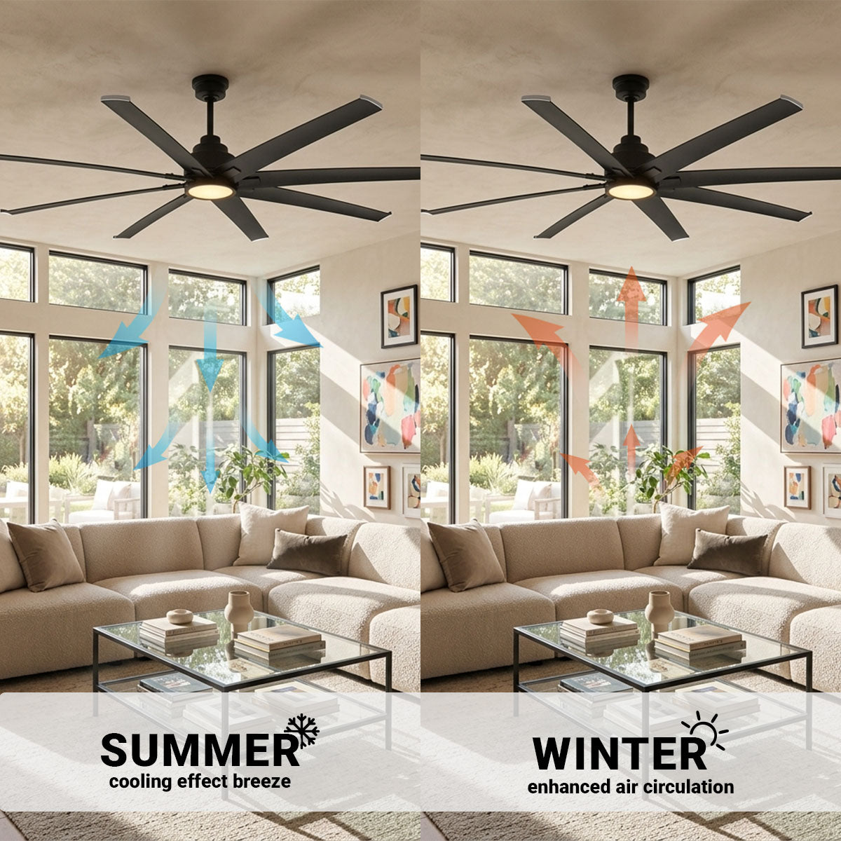 72in Torrent Outdoor Damp Rated Ceiling Fan Matte Black