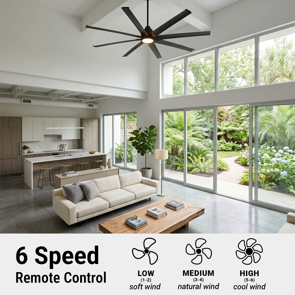 72in Torrent Outdoor Damp Rated Ceiling Fan Matte Black
