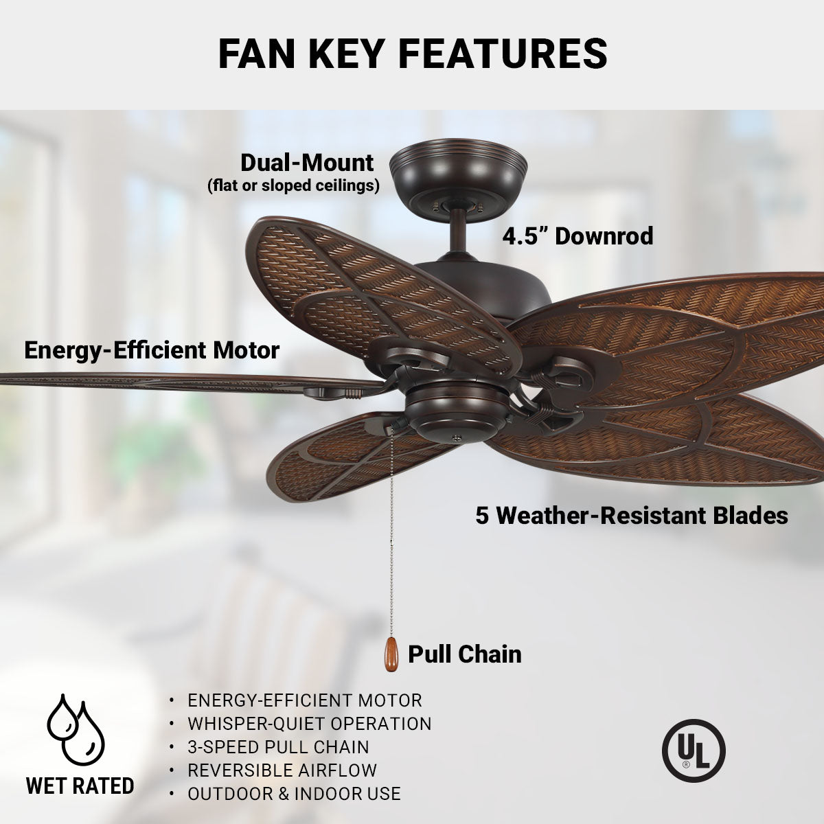 52in Batalie Breeze Outdoor Ceiling Fan