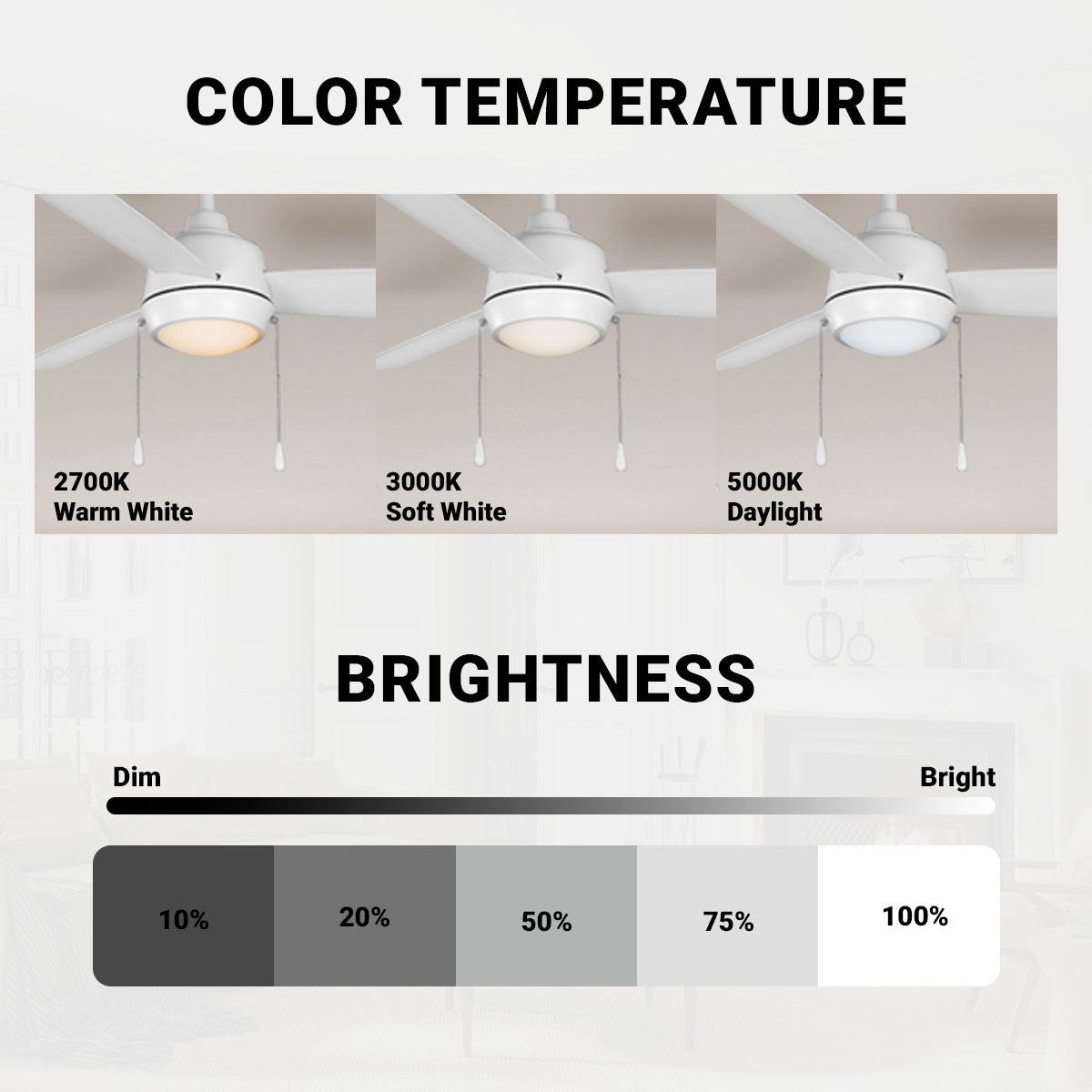 Wynwood 44-Inch Connie Indoor Ceiling Fan with Light – Matte White (W58356)