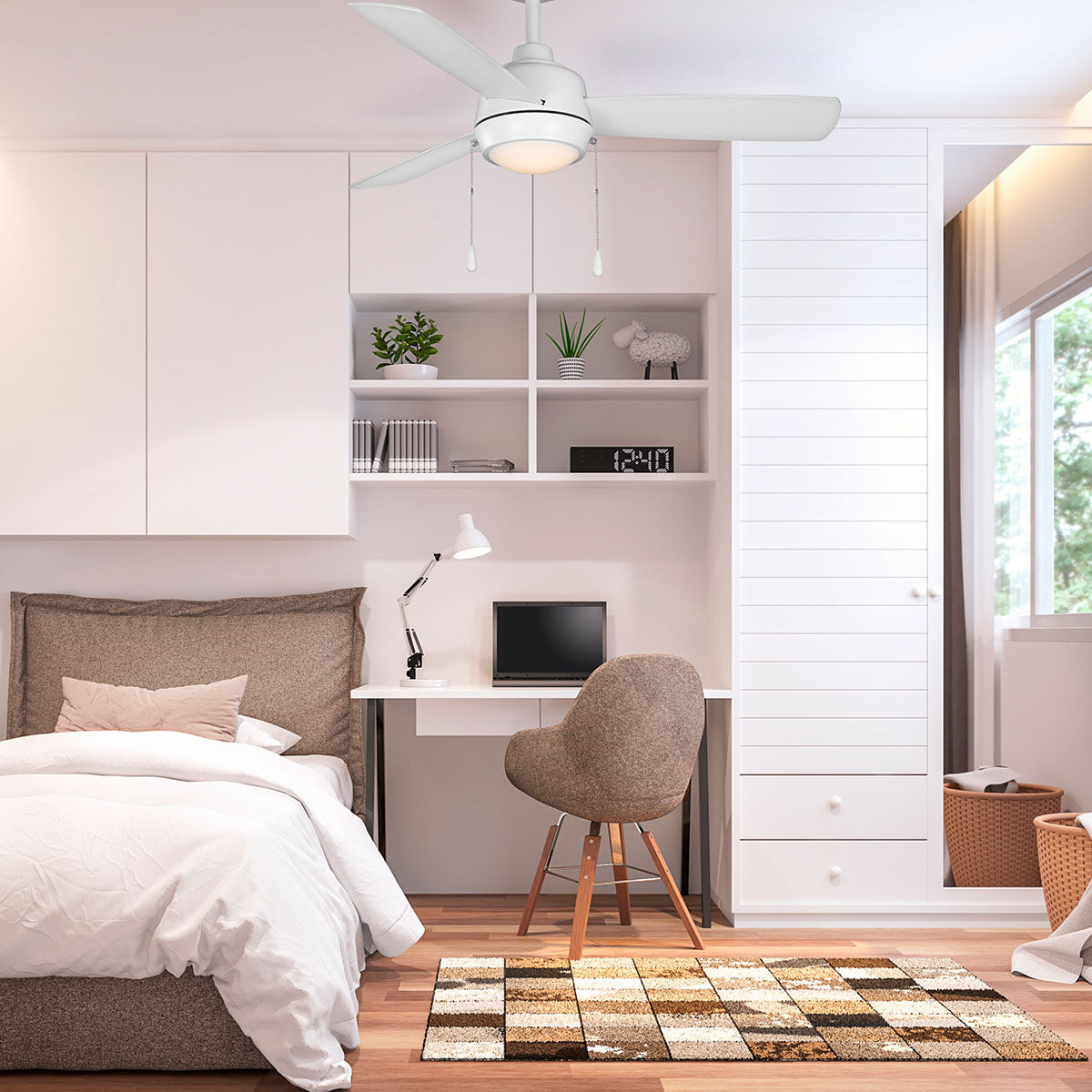 Wynwood 44-Inch Connie Indoor Ceiling Fan with Light – Matte White (W58356)