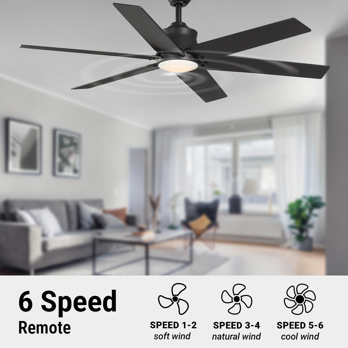 Wynwood Markus 56" Indoor Ceiling Fan with Light – Matte Black
