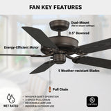 Kathy Ireland HOME® Sea Breeze 52-Inch Ceiling Fan with Weather-Resistant Blades – Oil Rubbed Bronze