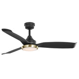 52-Inch kathy ireland HOME Freya Outdoor Damp Rated Ceiling Fan Matte Black with Brass Accents