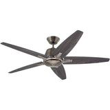Kathy Ireland HOME 56-Inch Euclid Ceiling Fan with LED Light & Remote, Reversible Blades, Antique Pewter Finish, Indoor Modern 5-Blade Ceiling Fan with 9.5W A19 LED Bulb