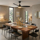 52in Freya Outdoor Damp Rated Ceiling Fan Matte Black with Brass Accents