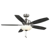 Kathy Ireland HOME 52-Inch Lindell Ceiling Fan with LED Light & Downrod, Reversible Blades, Transitional Indoor Fan, Antique Pewter Finish