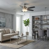 Kathy Ireland HOME 52-Inch Lindell Ceiling Fan with LED Light & Downrod, Reversible Blades, Transitional Indoor Fan, Antique Pewter Finish