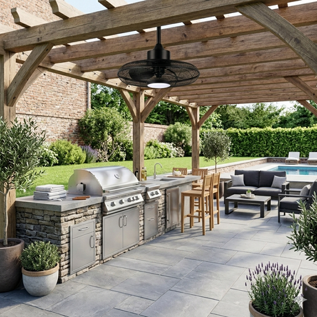 20In Markham Wet Rated Ceiling Fan - Matte Black