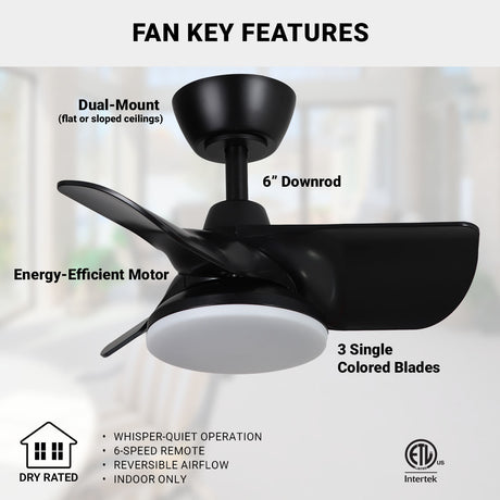 22in Plumier Ceiling Fan – Indoor Small Room Fan with Downrod
