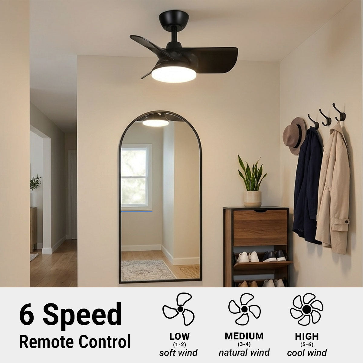 22in Plumier Ceiling Fan – Indoor Small Room Fan with Downrod