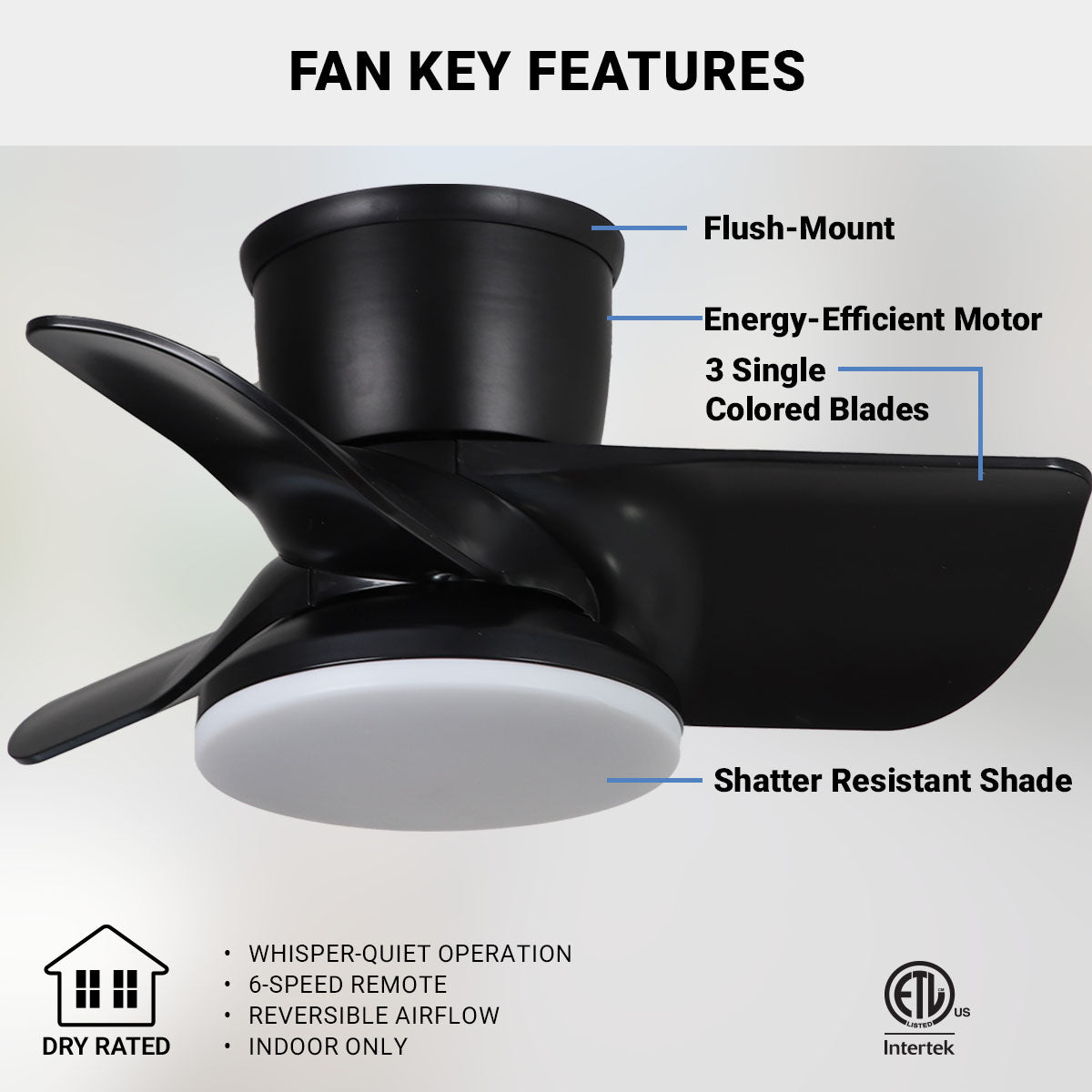 22in kathy ireland HOME Plumier Hugger Fan Matte Black