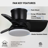 22in kathy ireland HOME Plumier Hugger Fan Matte Black