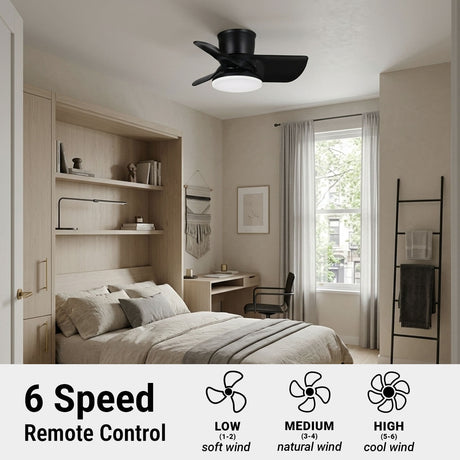 22in kathy ireland HOME Plumier Hugger Fan Matte Black