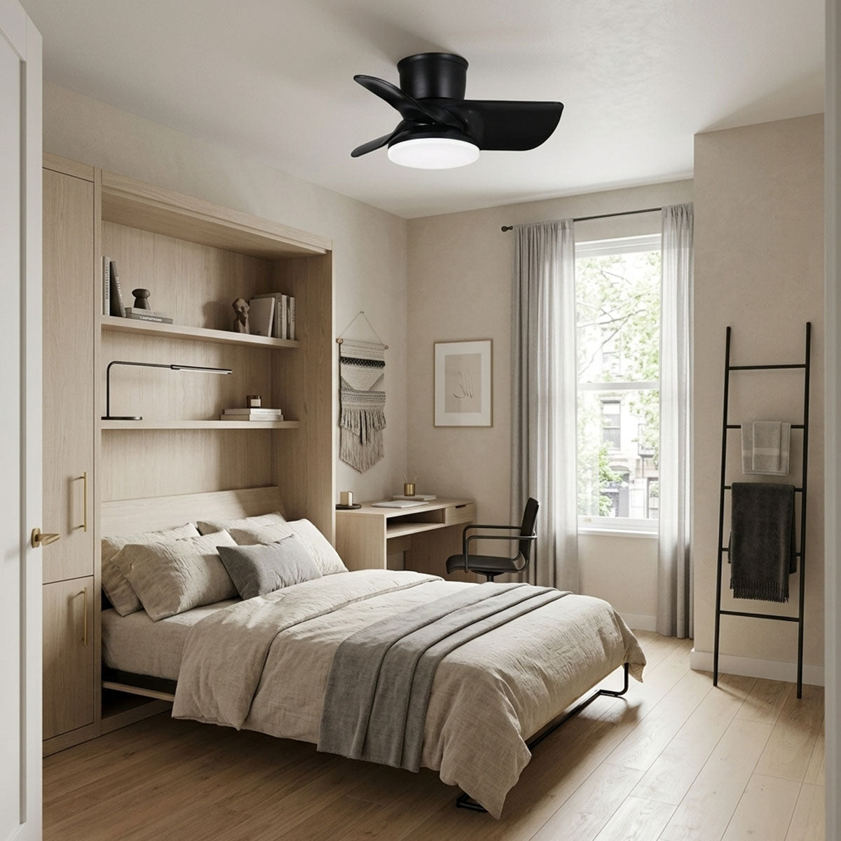22in kathy ireland HOME Plumier Hugger Fan Matte Black