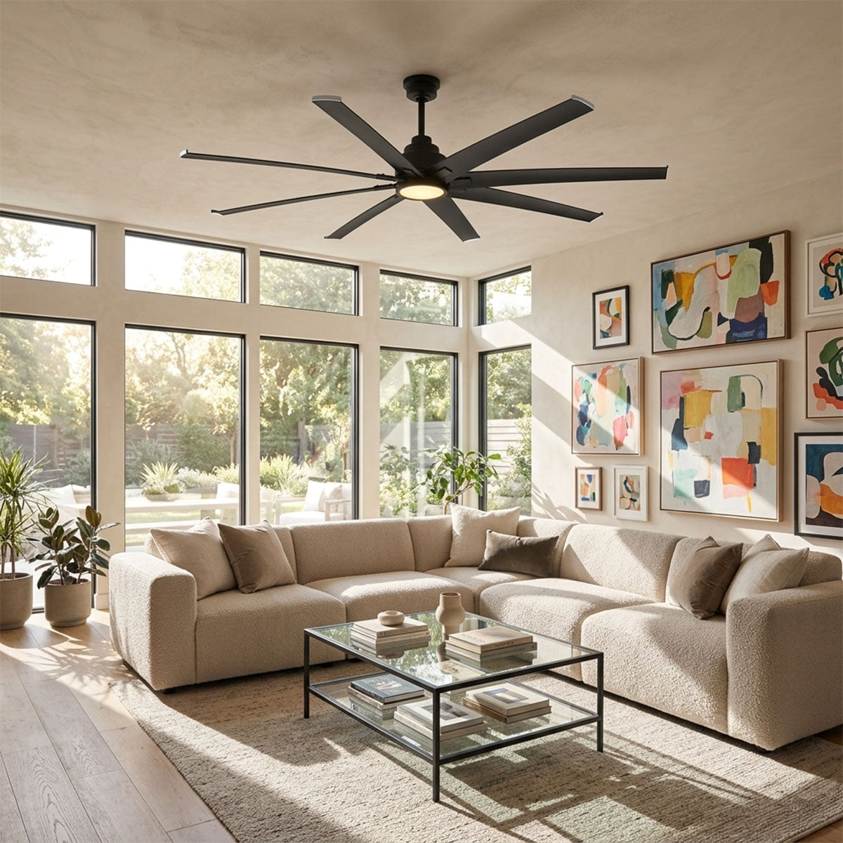 72in Torrent Outdoor Damp Rated Ceiling Fan Matte Black