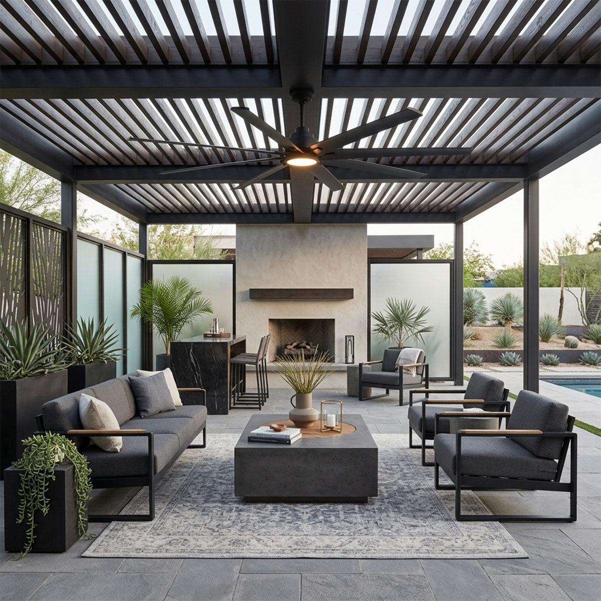 72in Torrent Outdoor Damp Rated Ceiling Fan Matte Black