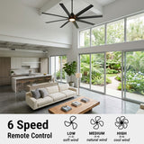 72in Torrent Outdoor Damp Rated Ceiling Fan Matte Black