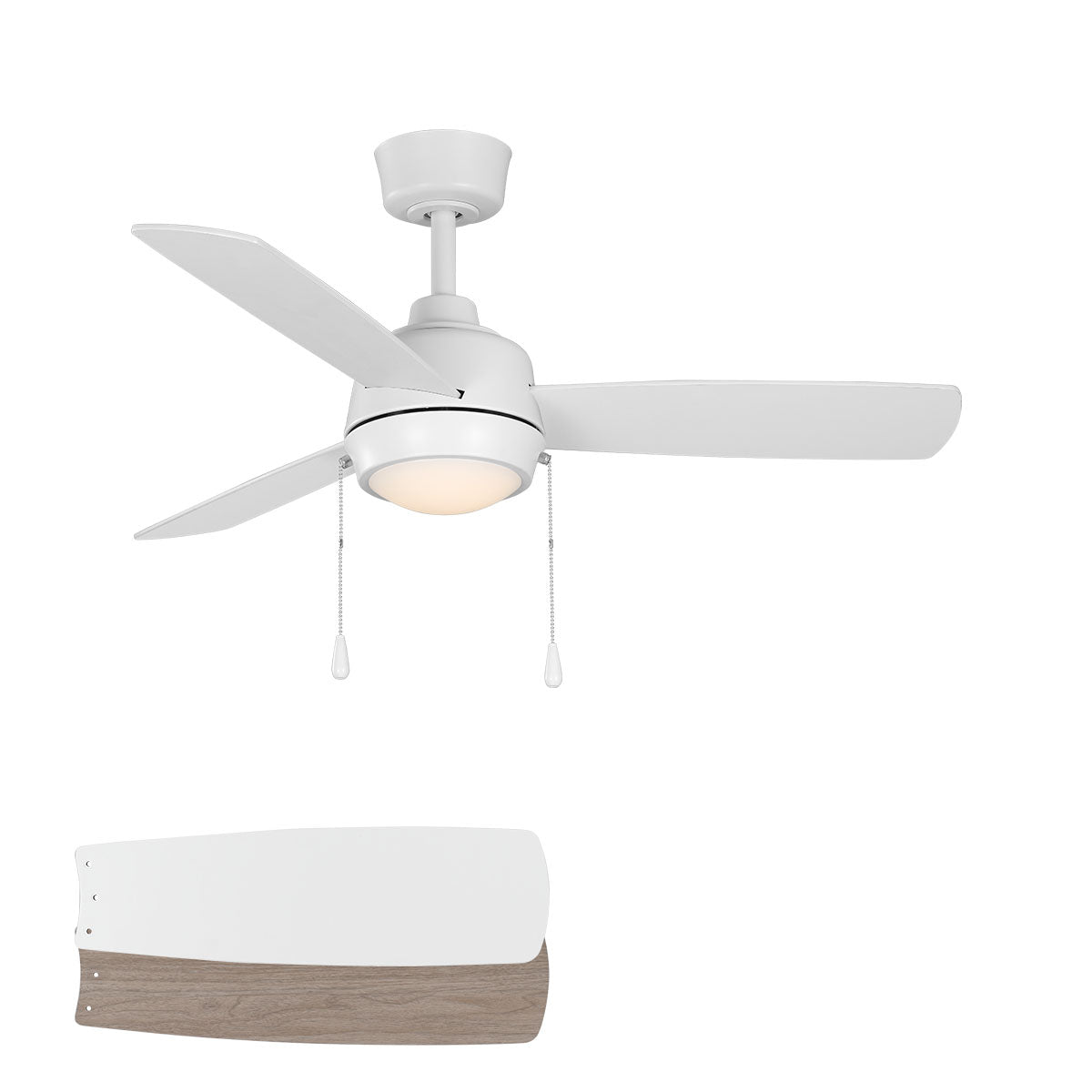 Wynwood 44-Inch Connie Indoor Ceiling Fan with Light – Matte White (W58356)