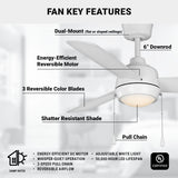 Wynwood 44-Inch Connie Indoor Ceiling Fan with Light – Matte White (W58356)