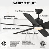 Wynwood Markus 56" Indoor Ceiling Fan with Light – Matte Black