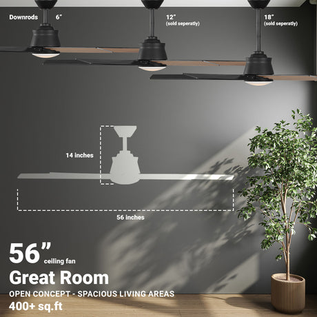 Wynwood Markus 56" Indoor Ceiling Fan with Light – Matte Black