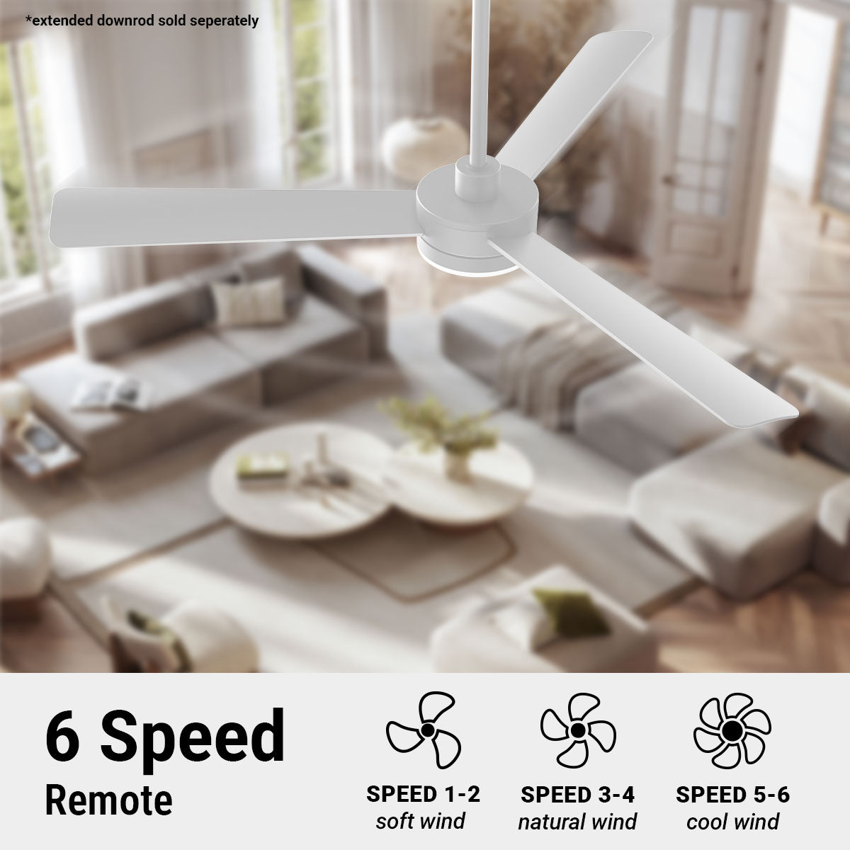 52in Biscayne Indoor ceiling fans with light, Remote DC Motor Fan and LED