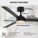 52in Biscayne Indoor ceiling fans with light, Remote DC Motor Fan and LED
