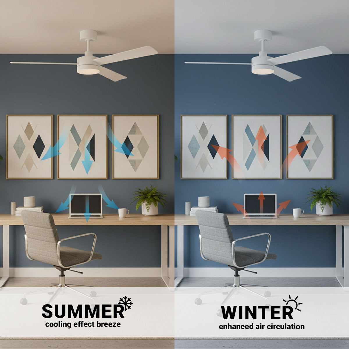 52in Biscayne Indoor ceiling fans with light, Remote DC Motor Fan and LED